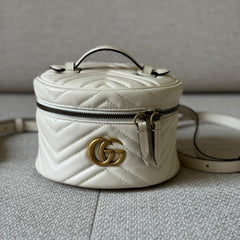 Gucci White GG Marmont Mini Vanity Style Backpack