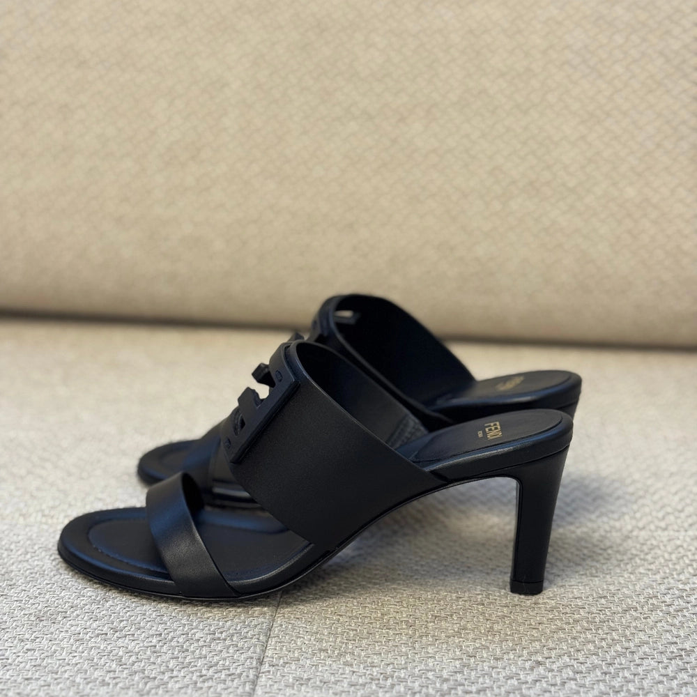 Fendi Black Baguette Mules - Size 37.5
