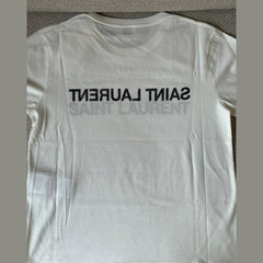 Saint Laurent White Reverse Logo T-Shirt - Size S