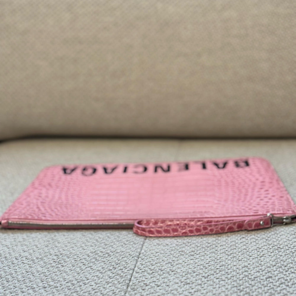 Balenciaga Pink Ville Logo Pouch
