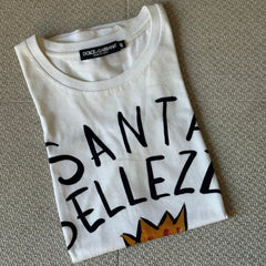 Dolce & Gabbana White “Santa Bellezza Prega per Me” T-Shirt - Size 40 fits Small