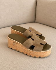 Hermès Eze 30 Sandals Vert Olive Suede - Size 41