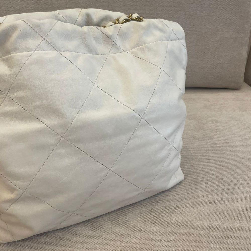 Chanel Small White Chanel 22 Gold Hardware 29x32cm