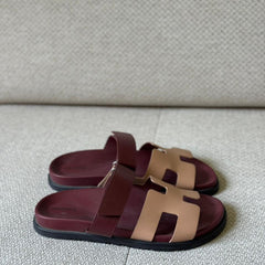 Hermès Rouge H & Beige Chypre Sandals - Size 39