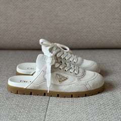 Prada White Trail Mesh and Suede Mules - Size 37.5