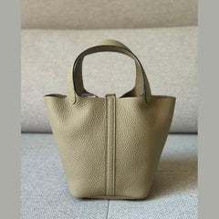 Hermès Trench Clemence Leather Picotin 18 with Gold Hardware - Stamp K