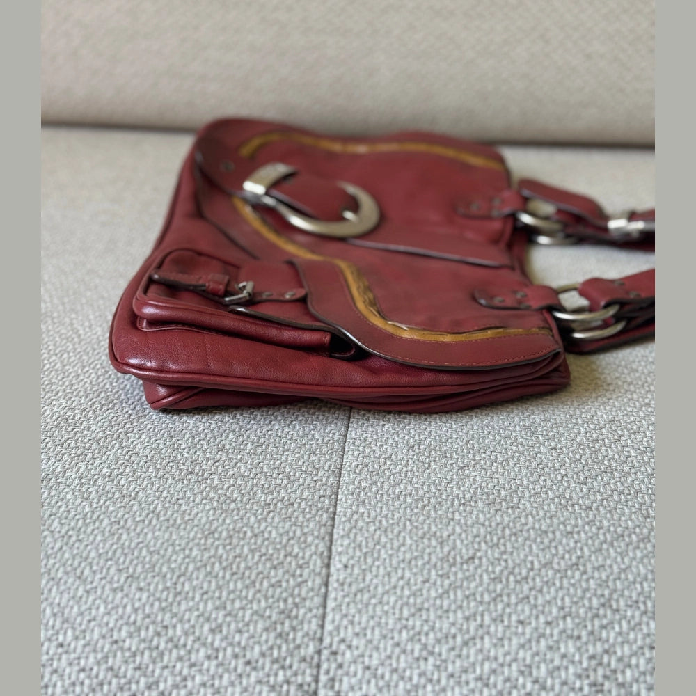 Christian Dior Burgundy Leather Gaucho Double Saddle Bag - Vintage Icon