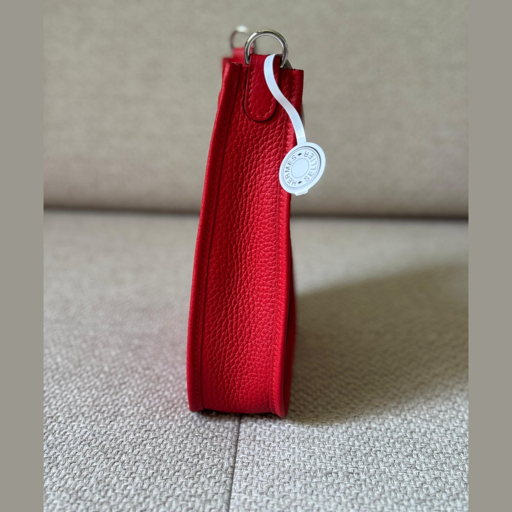 Hermès Rouge Radieux Mini Evelyne with Strap