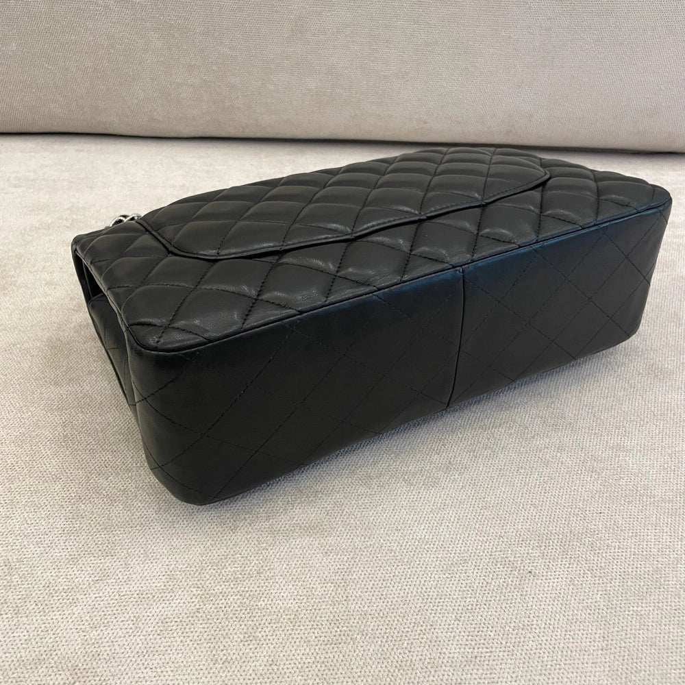 Chanel Lambskin Quilted Leather Double Flap Jumbo Shoulder Bag