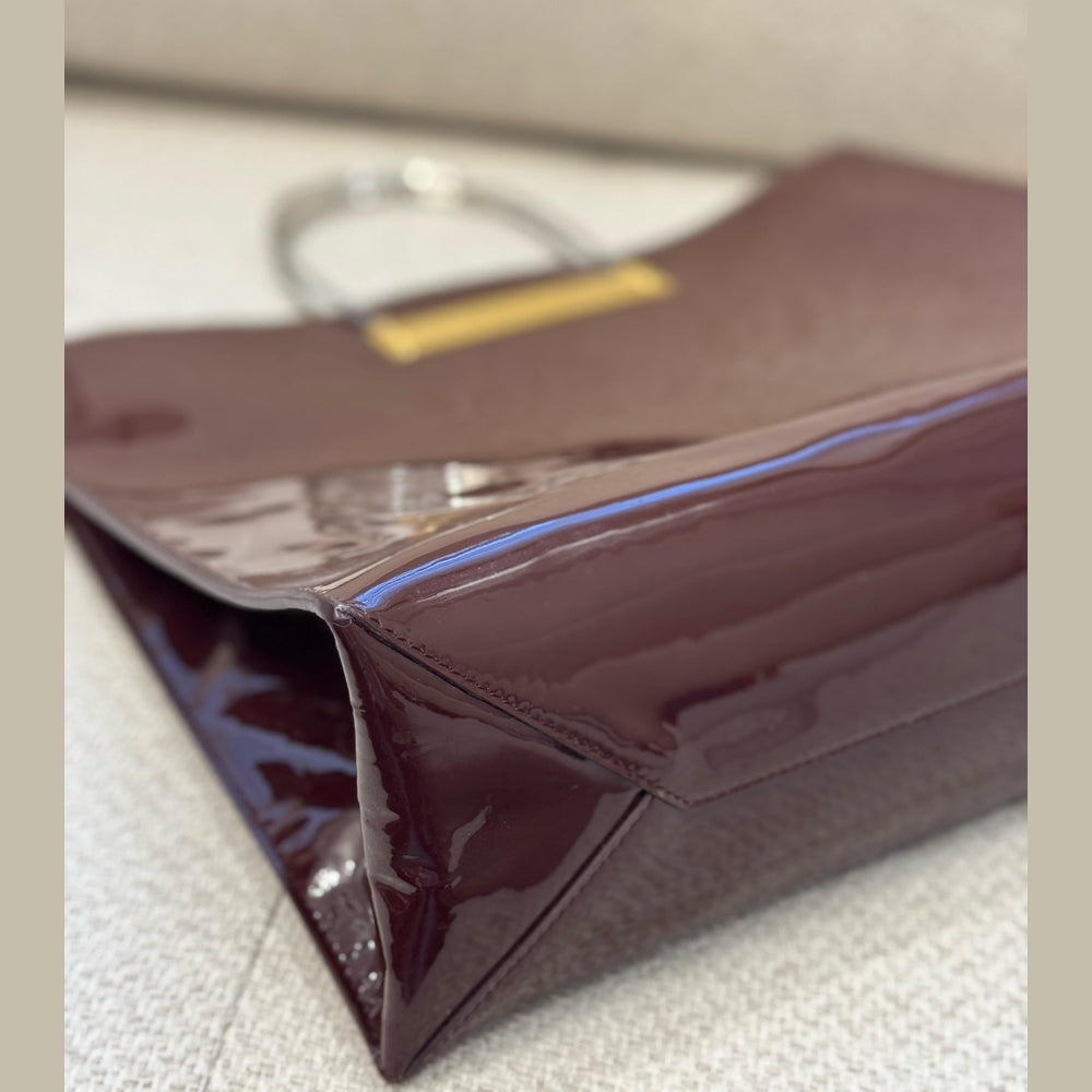 Balenciaga Burgundy Patent Leather Cable Tote
