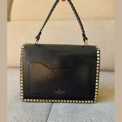 Valentino Black Rockstud No Limit Top Handle Bag with Strap