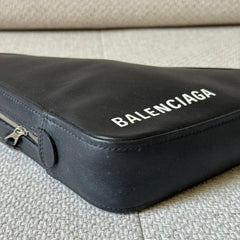 Balenciaga Black Leather Triangle Pouch