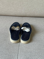 Loro Piana Summer Charms Walk Mules in Suede Blue - Size 38.5