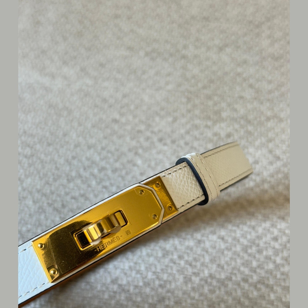 Hermès Adjustable White Leather Kelly Belt with GHW
