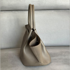 DeMellier Midi New York in Dark Taupe Small Grain with silver hardware