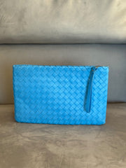Bottega Veneta Blue Intrecciato Leather Clutch