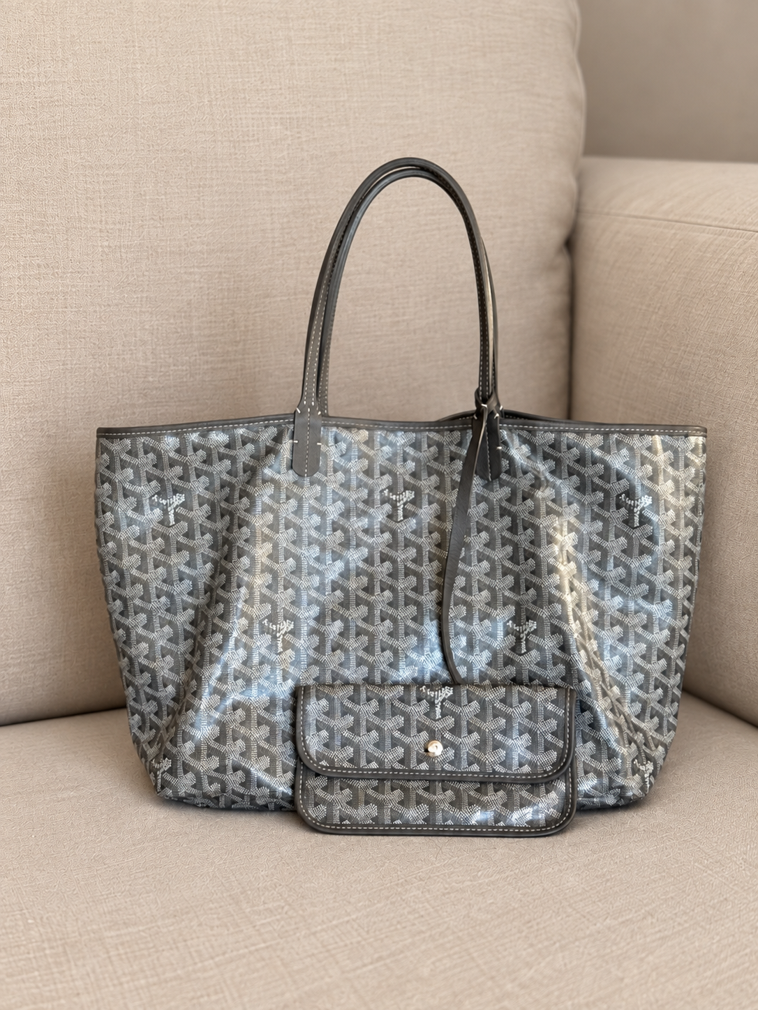 Goyard Grey Saint Louis PM Shoulder Bag