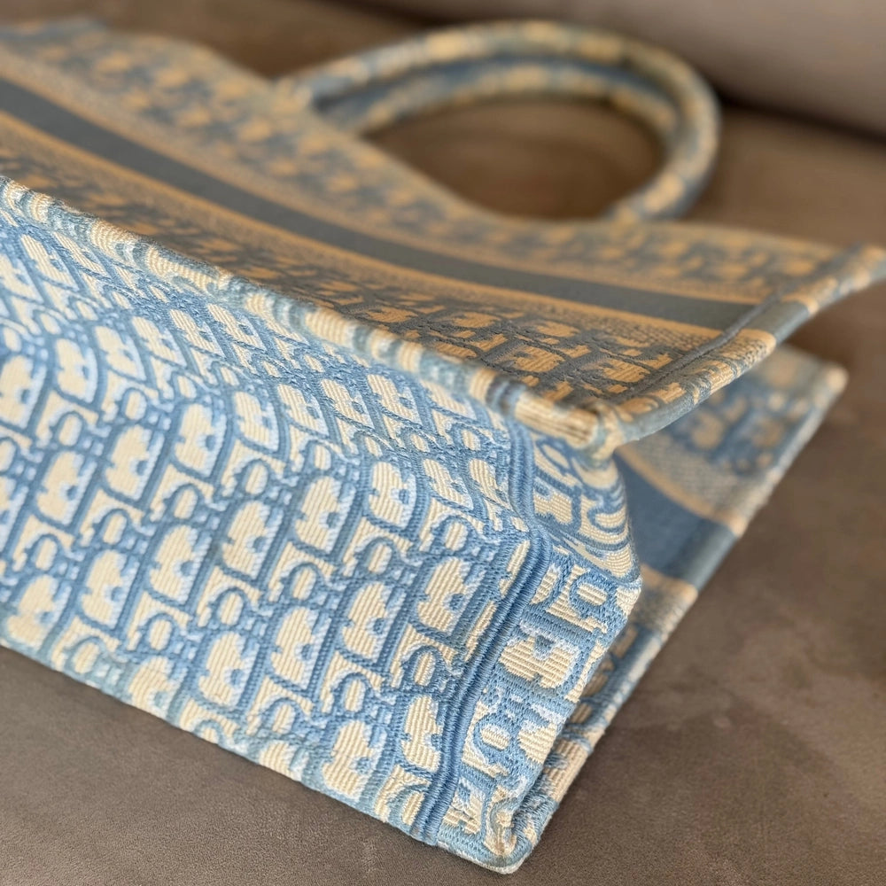Christian Dior Baby Blue Medium Oblique Book Tote with Entrupy Certificate