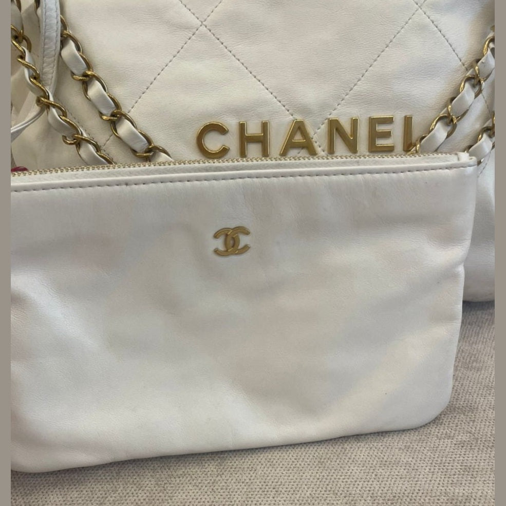 Chanel Small White Chanel 22 Gold Hardware 29x32cm