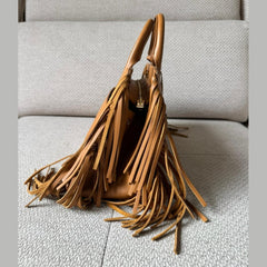 Saint Laurent Rive Gauche Fringe Leather Satchel