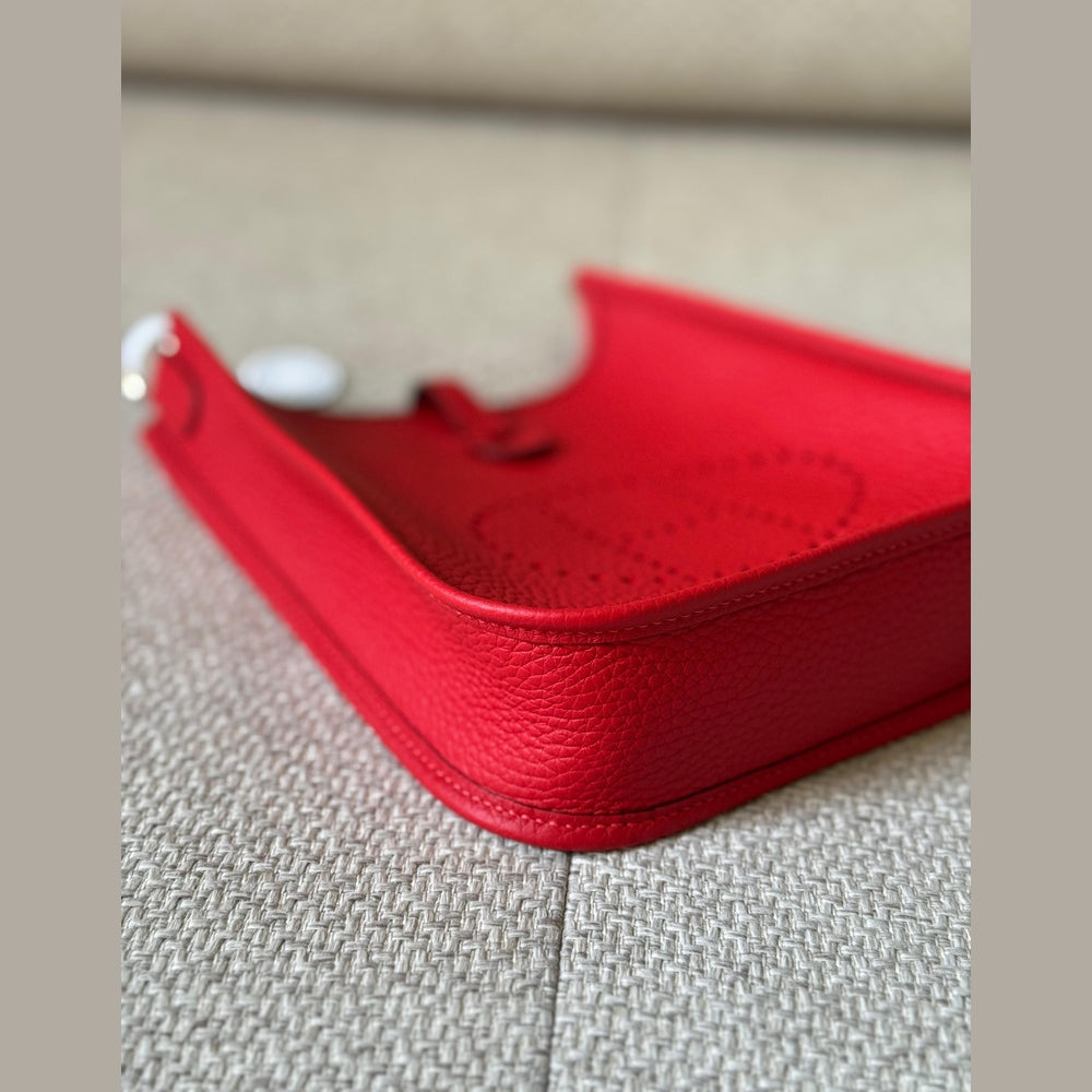 Hermès Rouge Radieux Mini Evelyne with Strap