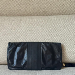Gucci Black Leather Lucy Fold-Over Clutch