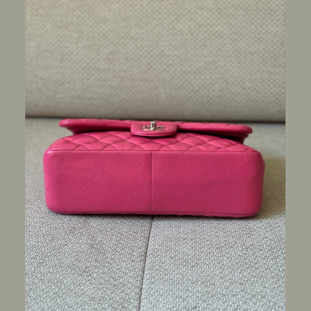 Chanel Quilted Lambskin Leather Pink Jumbo Double Flap Bag (Restored)