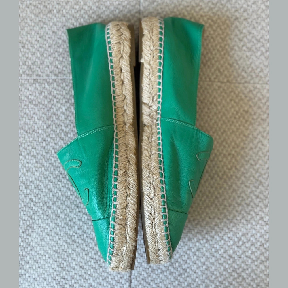 Chanel Green Leather Espadrilles - Size 41