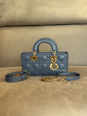 Christian Dior Small Lady D-Joy Bag Blue Cannage Lambskin