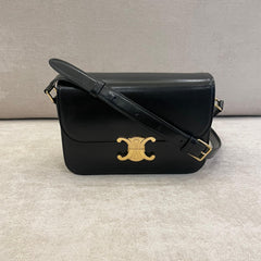 Céline Black Calfskin Leather Triomphe Shoulder