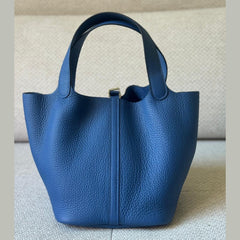 Hermès Bleu Tie Picotin 22 with Palladium Hardware - Stamp K