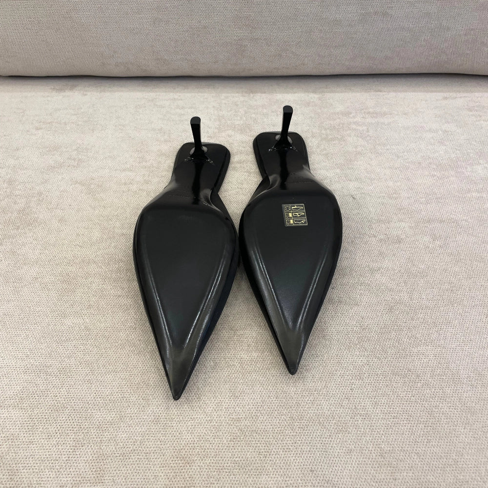 Saint Laurent Black Satin Mules - Size 41