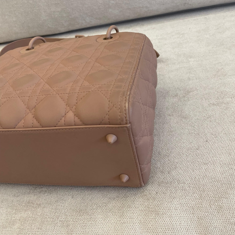 Christian Dior Medium Nude Lady Dior with Strap & Twilly