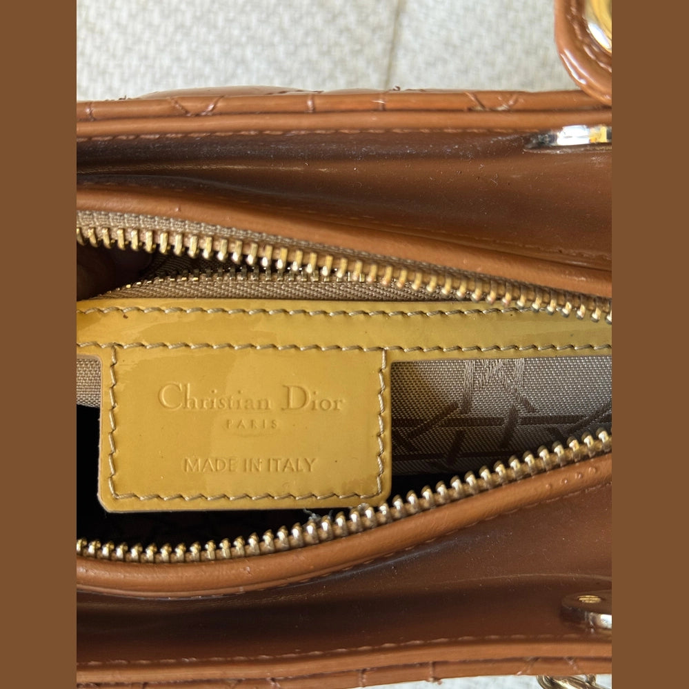 Christian Dior Caramel Patent Leather Medium Lady Dior Bag (Restored)