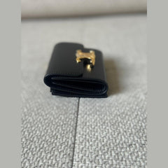 Céline Black Leather Triomphe Wallet