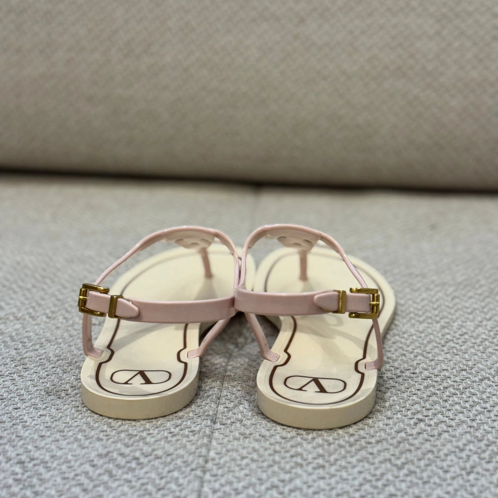 Valentino Pink V Logo Rubber Sandals - Size 38
