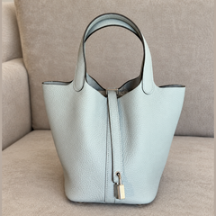 Hermès Picotin Lock 18 in Bleu Glacier with Palladium Hardware