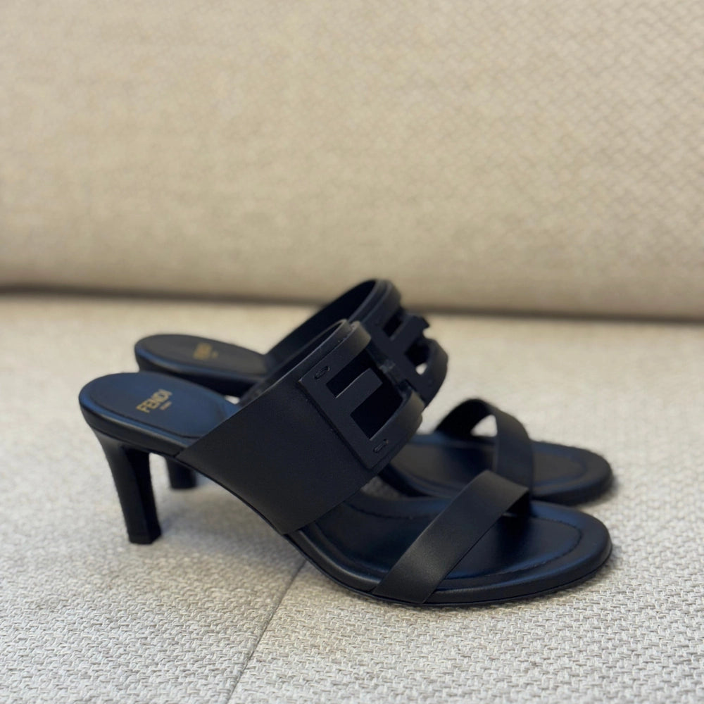 Fendi Black Baguette Mules - Size 37.5