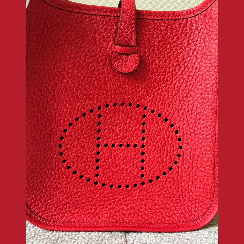 Hermès Rouge Radieux Mini Evelyne with Strap