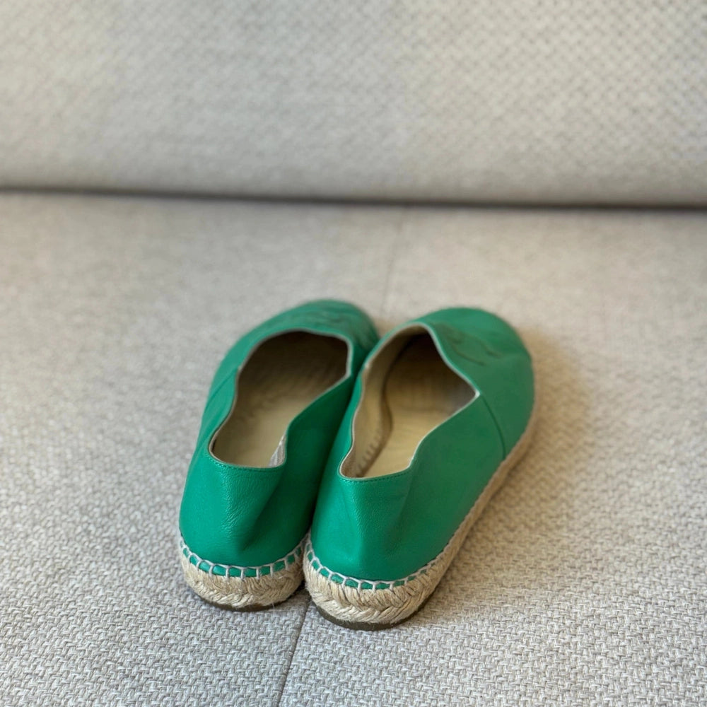 Chanel Green Leather Espadrilles - Size 41