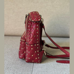 Valentino Garavani Red Rockstud Spike Mini Backpack / Crossbody Bag