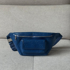 Gucci Blue GG Embossed Leather Belt Bag - One Size