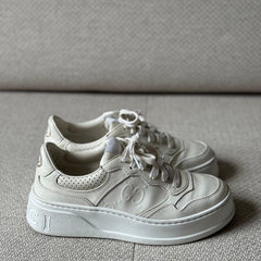 Gucci White GG Embossed Leather Sneakers - Size 37.5