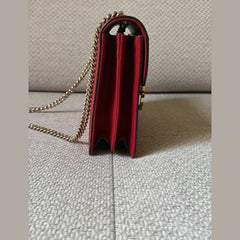 Gucci Red Pebbled Leather Interlocking G Shoulder Bag
