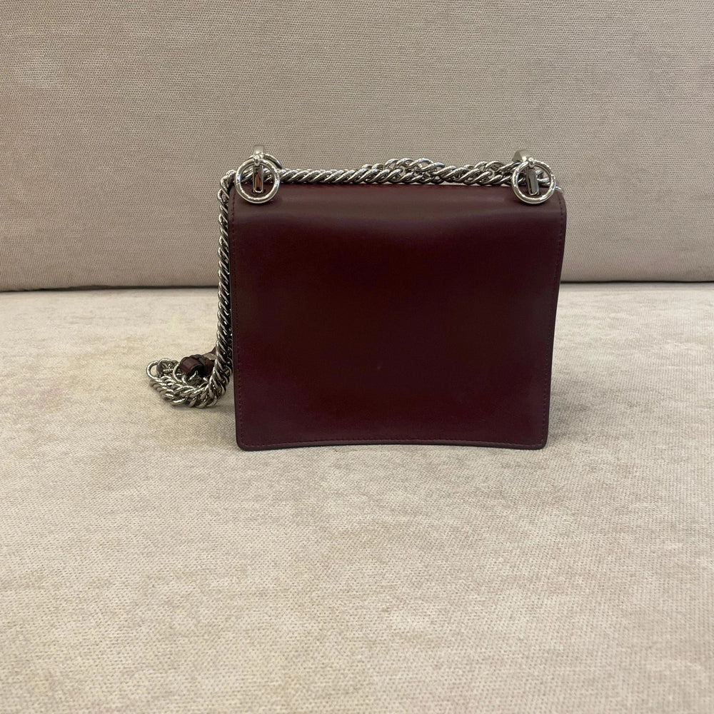 Fendi Kan I Small Bag Burgundy Calfskin with Silver Tone Hardware