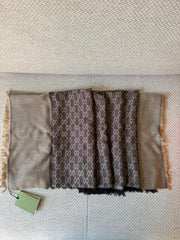Gucci GG Brown Silk & Wool Square Scarf