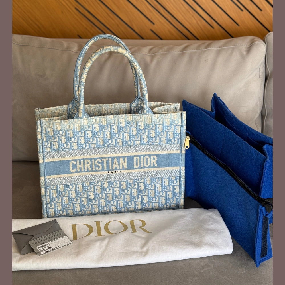 Christian Dior Baby Blue Medium Oblique Book Tote with Entrupy Certificate