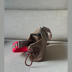 Stella McCartney Brown Falabella Medium Tote with Neon Pink Strap