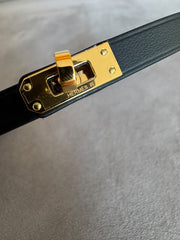 Hermès Black Kelly Choker with Gold Hardware