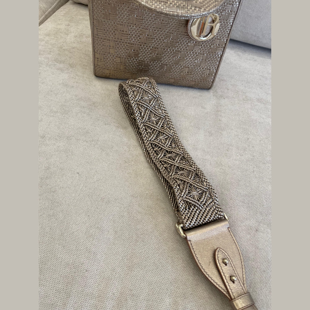 Christian Dior Metallic Gold Medium Lady Dior Bag with Strap
